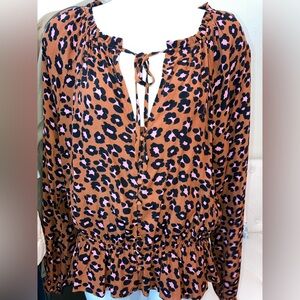 SANCTUARY Quartz Leopard-Print Peasant Top